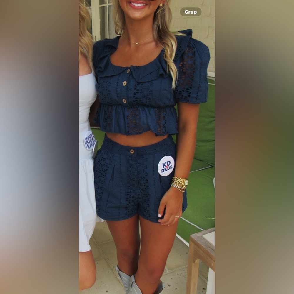 Navy Blue Shorts Set